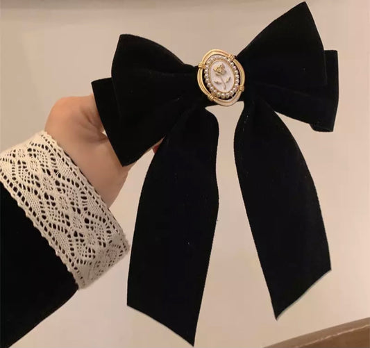 Velvet Large Black Bow